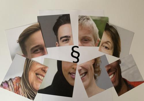 bilder av folk og et paragraftegn